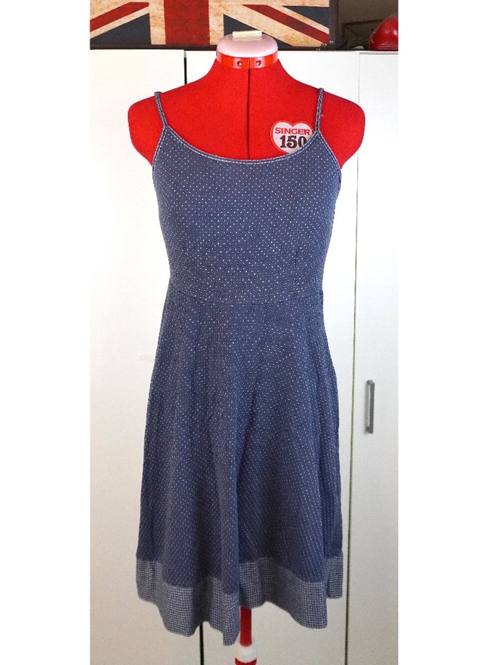 ModCloth "Got That Swing" Skater Dress in Navy Dot